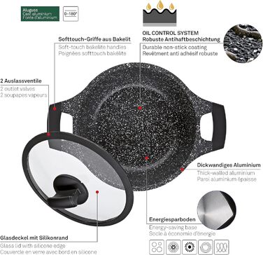 Каструля Kela Stella Nova 20 см, 2,2 л, алюмінієва, антипригарна, чорна, з кришкою, для всіх плит
