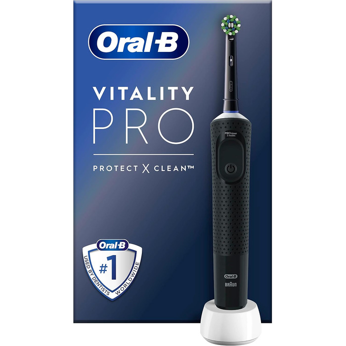 Електрична зубна щітка Oral-B Vitality Pro з 3 режимами чищення та насадкою Protect X Clean, від Braun