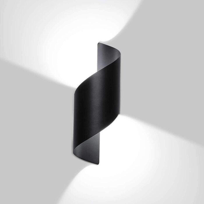 Світильник Lightess 12W LED для внутрішнього та зовнішнього освітлення, чорний, настінний, сучасний дизайн, IP66, алюміній, холодне біле світло, для коридору, сходів, вітальні, спальні
