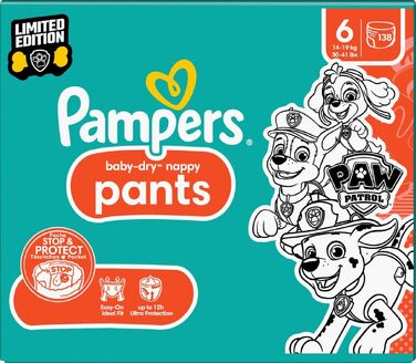 Підгузки-трусики Pampers Baby-Dry Pants Paw Patrol Edition, розмір 6 (13-19 кг), 138 шт.