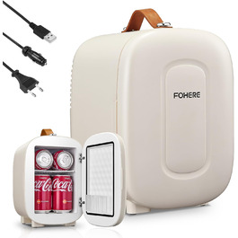 Міні холодильник FOHERE 5 літрів, USB живлення, 220V/12V, для напоїв та догляду за шкірою, білий