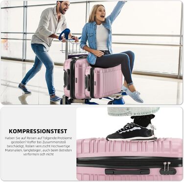 Набір дорожніх валіз BEIBYE на подвійних колесах, жорсткий корпус, колір Rose Gold, розмір M