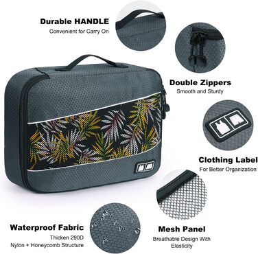 Набір органайзерів для подорожей Mossio Packwürfel для валізи та рюкзака, 8 шт, чорний/сірий, преміум-якість