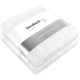 Рушники для рук Herzbach Home Premium 50x100 см, 2 шт, білі, 100% натуральна бавовна, м'які, високоякісні, дуже поглинаючі
