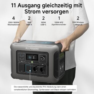 Портативна електростанція ALLPOWERS R1500, ємність 1152 Wh, номінальна потужність 1800 W