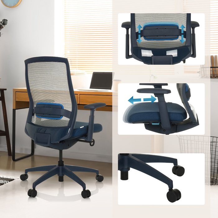 Офісне крісло / Поворотне крісло COLORE Сітка для спинки / Тканина сидіння Blue HJH OFFICE