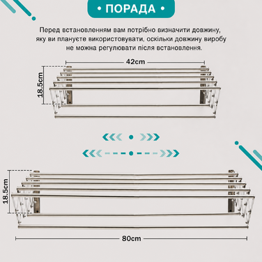 YOUDENOVA настінна сушарка для білизни, розсувна, 7 металевих перекладин, компактна, для ванної та пральні, срібляста, 42-80x59x19 см