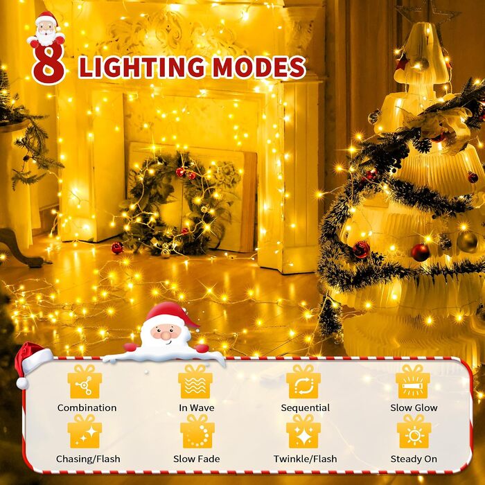 Світлодіодна гірлянда Auriostar для вулиці 20м, 200 LED, теплий білий колір, мережева