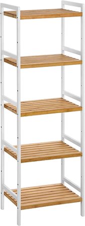 SONGMICS Regal Bambus - Поличкова стійка з бамбука, 5 ярусів, 31.5 x 45 x 142 см, для ванної, кухні, вітальні, спальні, балкону