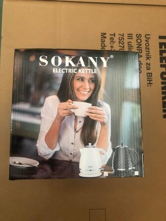 Електрочайник SOKANY SK-1032 2200 Вт, 1,7 л, білий, знімний фільтр від накипу, авто-вимкнення, індикатор рівня води, обертається на 360°, чайник для води та чаю
