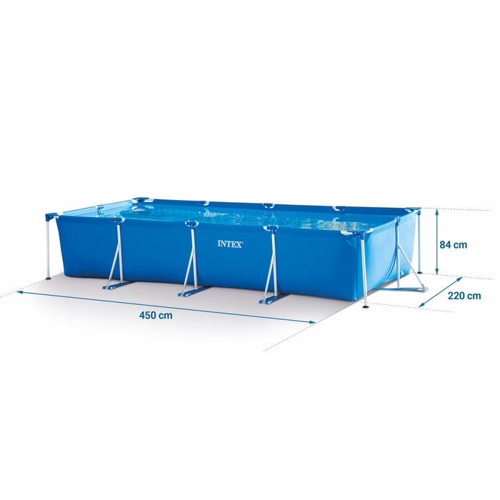 Каркасний прямокутний садовий басейн Intex 450x220x84 см, арт. 28273