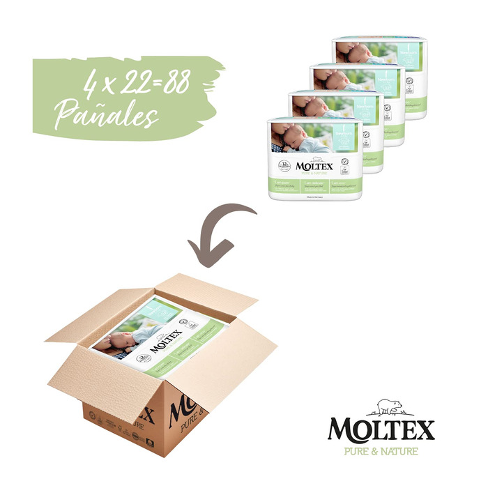 Екологічні підгузки Moltex Pure & Nature, розмір 1 (2-5 кг), 88 шт