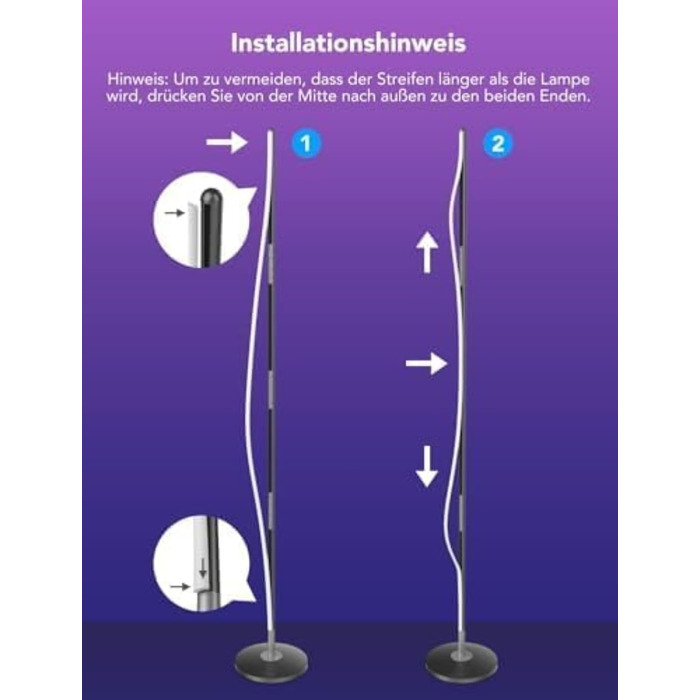 Govee RGBIC LED Торшер WiFi, Димування, Alexa/Matter, 16 млн кольорів, 85 режимів, Музичний режим, DIY, Чорний