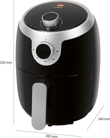 Аерофритюрниця Bomann FR 6050 H CB, 1,8 л, без олії, 1000 Вт, чорна/срібляста, для картоплі фрі та курячих крилець