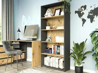 Стелаж Framire 80 см x 180 см x 30 см, антрацит, дуб артизан