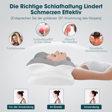 Подушка для шиї з Memory Foam Fwiull: ортопедична подушка для сну на боці, спині та животі (1 шт., метелик)