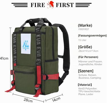 Рюкзак FIREFIRST x RADIO EVA Evangelion з символічним тегом, зелений (28×41×14 см)