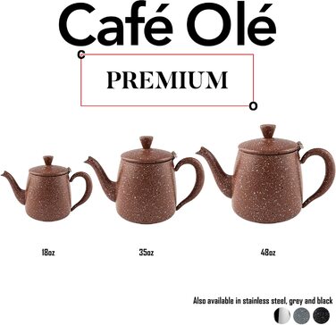 Чайник Café Olé PT-048RG, 1.35 л, нержавіюча сталь, червоний граніт, преміум, безкапельний носик, порожнисті ручки, відкидна кришка