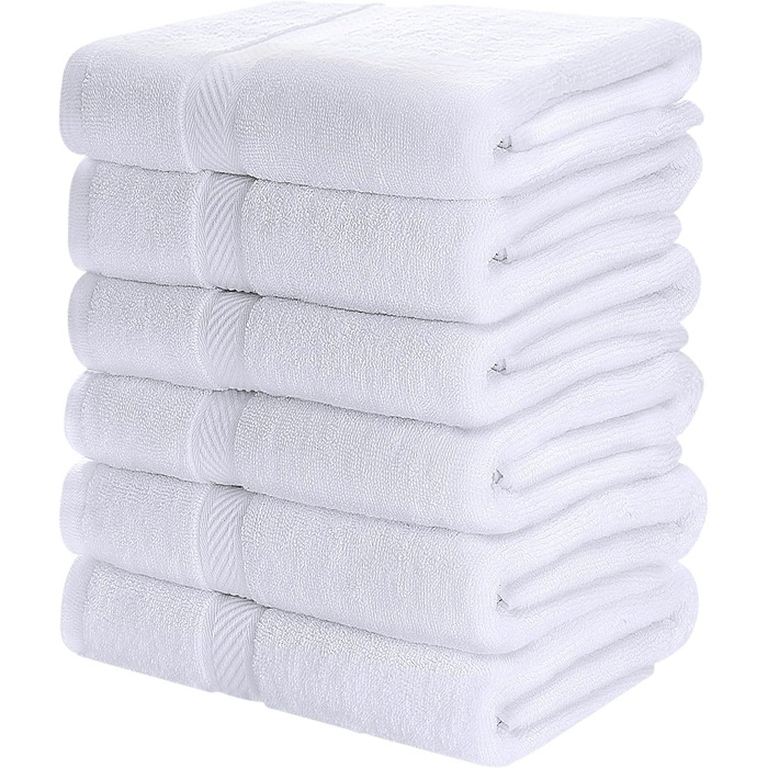 Utopia Towels – набір із 6 середніх банних рушників 100% бавовна з петельками, 60x120 см, м'які та вбираючі рушники для душу, білі