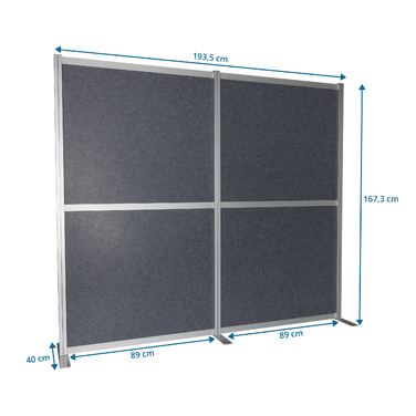 Акустична перегородка / мобільна панель FLEXMIUT MODUL 167x192 PET сіра hjh OFFICE
