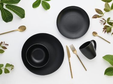 CreaTable Magic Black набір посуду 8 предметів з кам'яної кераміки, сервірувальний комплект, підходить для посудомийної машини та мікрохвильовки, вироблено в Португалії