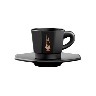 Набір еспресо-чашок Bialetti Octagonal (4 шт), матовий чорний та рожеве золото, 75 мл, RTATZ403