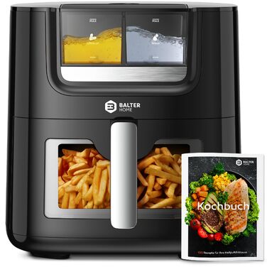 Аерофритюрниця Balter Airfryer XXL 5,5-7,2 л з вікном, 12 програм, багатофункціональна фритюрниця без олії, HL-551T