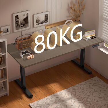 Електричний підйомний стіл Homall для роботи стоячи та сидячи, з USB-портами, таймером нагадування та 3 режимами пам'яті, горіх, 120 x 60 см