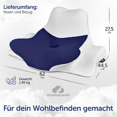 Ортопедична подушка CloudCore Pro з ефектом пам'яті (Memory Foam) для всіх типів сну, синя