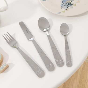 Дитячий набір столових приборів Villeroy & Boch Boho Kids 'Walk like an elephant' (4 шт.) - нержавіюча сталь, для дітей, миється в посудомийній машині