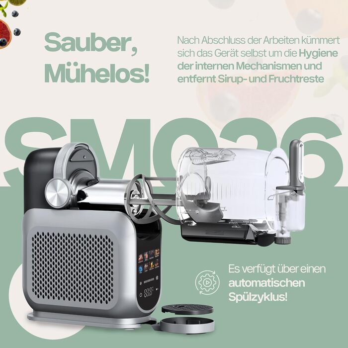Машина для морозива 4Swiss самоохолоджувана з компресором для дому: приготування морозива, смузі, сляшу, граніти, йогурту - SM026
