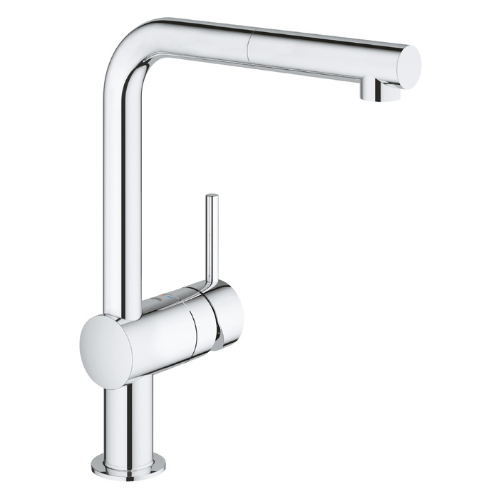 Змішувач кухонний GROHE Minta з висувним душем, поворотний на 360°, економія води, хром (32168000)