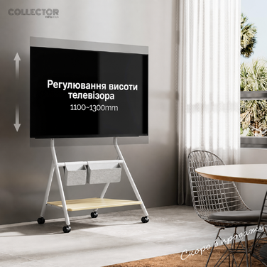 Мобільна підставка для телевізора FITUEYES Design, регульована по висоті, на колесах, з металевою конструкцією та дерев'яною полицею, для ТВ 55–78 дюймів (до 45 кг), для офісу, школи, бізнесу, серія Collector