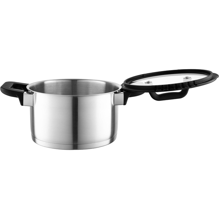 Набір каструль FLORINA CHEF 8 предметів з нержавіючої сталі, багатофункціональні кришки, мірний стакан, 5-шаровий дно, підходить для індукції, газу, електроплити, можна мити в посудомийній машині