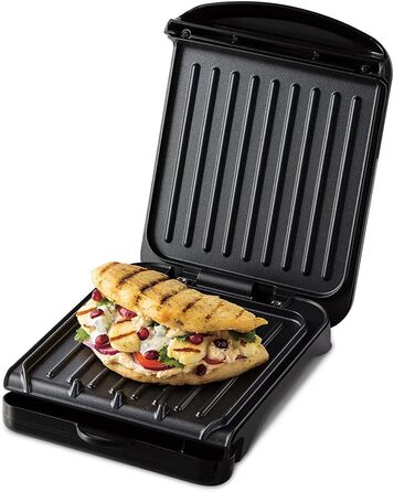 Електричний гриль George Foreman 25800, багатофункціональна гриль-плита і тостер, швидкий нагрів, легке очищення, чорний