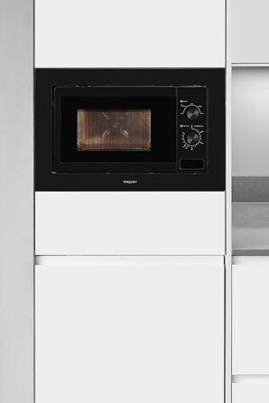 Вбудована мікрохвильова піч Exquisit EMW10-020, 800 Вт, чорна, 27 см, легке керування, таймер, 60 см, механічна
