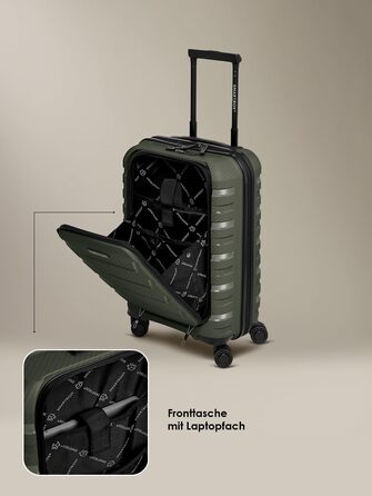 Набір валіз Smartbox Hartschalen 3 шт. | Розширювані, з TSA-замком, з відділенням для ноутбука | Olive (Оливковий), S (55 см)