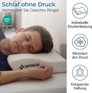 Подушка для сну на боці з ефектом пам'яті Memory Foam - ортопедична подушка для підтримки шиї, біла