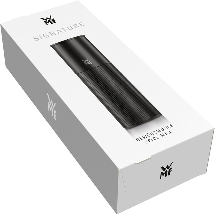 Млинок для спецій WMF Signature Pro (сіль та перець) з керамічним жерновами, регулюванням помолу та магнітною кришкою, нержавіюча сталь, чорний