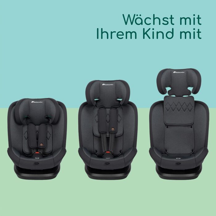 Автокрісло Bebeconfort Mitwachsender Kindersitz 9-36 кг, 15 міс. - 12 років, 76-150 см, збоку захист, 11 положень підголівника, інтегровані підлокітники, EverFix i-Size, R129