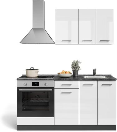Модульна кухня Vicco R-Line, дуб Goldkraft/антрацит, 160 см, з шафою під плиту, підготовка під мийку та електроприлади (без стільниці)
