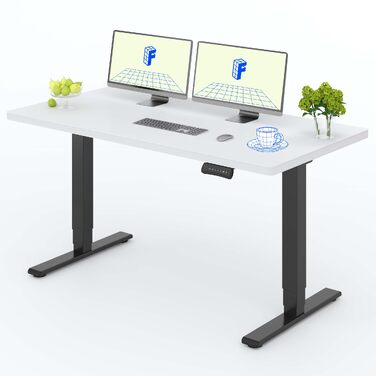 Електричний регульований стіл FLEXISPOT 180x80 см, білий стіл + чорні ніжки, вантажопідйомність 160 кг