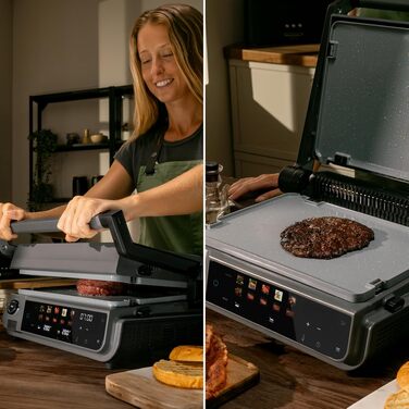 Електричний контактний гриль Cecotec Rock'nGrill 2200 Dual, 2000 Вт, розкладний на 180°, Smash-функція, 29x23 см