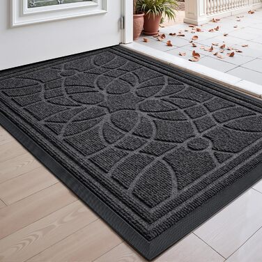 Килимок для дому та вулиці DEXI, 60 x 90 см, антиковзаючі, миється, вологостійкий, сірий