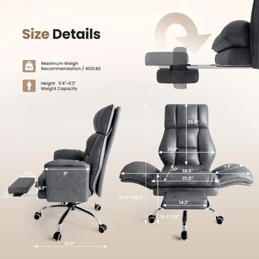 Офісний крісло Chefsessel Ergonomisch: Геймерське крісло з підставкою для ніг, регульованою спинкою 135° та відкидними підлокітниками, оббите м'яким плюшевим флісом – Бежеве