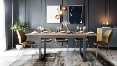 Розсувний обідній стіл Newfurn, 160-200 см, антрацит, Сонома, сучасний дерев'яний стіл для їдальні та кухні, 160x75x90 см