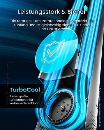 Pro Breeze Tower Fan 101 см без лопатей - вентилятор з LED дисплеєм, 6 швидкостей, 5 режимів, автоколивання 60°, таймер 7 годин (пульт, срібний)