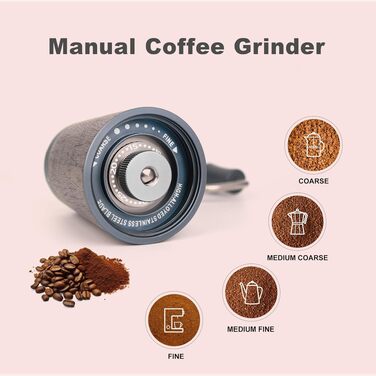 Ручна кавомолка для зерен Kaffee, професійна, з регулюванням помелу (90 позицій) для френч-пресу та пуроверу