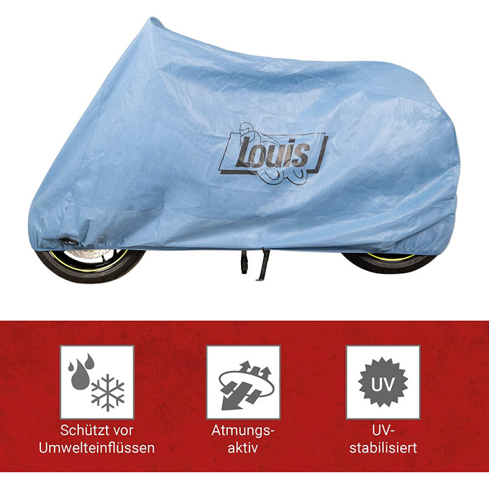 Водонепроникний чохол для мотоцикла Louis Motorrad Sky, дихаючий, з гумкою, сумкою для транспортування, для вулиці, сумісний із ланцюговим замком, синій, розмір M