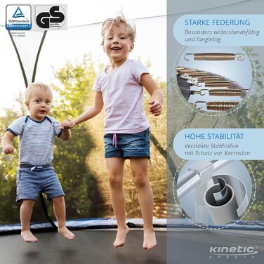 Батут вуличний KINETIC SPORTS Salto Plus Ø183 см з сіткою, драбиною та захисним покриттям - для дітей